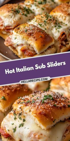 HOT ITALIAN SUB SLIDERS Hot Italian Sub Sliders, Italian Sub Sliders, Sub Sliders, Caprese Sliders, Italian Sliders, Italian Appetizers Easy, Easy Slider Recipes, Italian Recipes Appetizers, Italian Antipasto