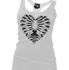 Enhance your look with the skeleton heart women's racerback tank top. this gothic-style tank top is made of soft and comfortable fabric, and features a unique skeleton heart design to make you stand out from the crowd. get yours today and express your individual style. Gothic Sleeveless Vest Tank Top, Edgy Fitted Vest For Halloween, Fitted Edgy Vest For Halloween, Fitted Tank Top For Halloween, Gothic Fitted Vest For Streetwear, Halloween Grunge Sleeveless Vest, Grunge Sleeveless Vest For Halloween, Sleeveless Grunge Vest For Halloween, Fitted Sleeveless Top With Skull Print