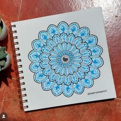 a spiral notebook sitting on top of a table next to two succulents