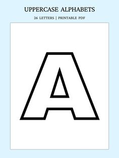 an uppercase alphabet with the letter a in black and white on a light blue background