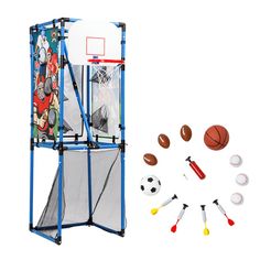 the basketball hoop is set up with tools to make it easier for kids to play