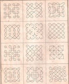 an old book with many different designs on the pages, including lines and dots in them