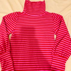 Nwot Gap Girls Turtleneck Balloon Style Sleeves With Ribbed Cuffs Striped Print Size Medium Gap Gap Long Sleeve Sweater With Ribbed Cuffs, Casual Ribbed Cuff Tops By Gap, Casual Gap Tops With Ribbed Cuffs, Cute Fitted Long Sleeve Tops, Trendy Stretch Tops By Gap, Trendy Stretch Tops From Gap, Cute Striped Long Sleeve Sweater, Gap Cotton Spring Sweater, Gap Cotton Sweater For Spring