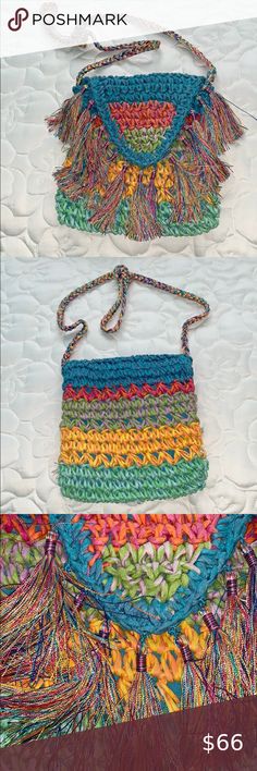 New never used straw purse Every color in the rainbow, this purse is super colorful and fun!!  It’s pink, blue, yellow, green, red straw measures 9 1/4” L, 10 1/4” H and about 3” W.  It closes with a triangular flap lined with tassels.  The inside is a pretty shade of blue, has a zipped pocket inside.  The strap is braided, knotted in picture for length adjustment.  The strap is 18 1/2 inches knotted, want to leave in as think it looked great!  So much fun!! 😃 Cappelli Straworld Bags Shoulder B Multicolor Crossbody Shoulder Bag With Braided Handles, Colorful Casual Shoulder Bag With Adjustable Strap, Rainbow Bags For Everyday Summer Use, Casual Colorful Shoulder Bag With Adjustable Strap, Rainbow Everyday Bags For Summer, Casual Multicolor Woven Shoulder Bag, Blue Rectangular Straw Bag With Adjustable Strap, Colorful Bags With Braided Handles For Everyday Use, Rainbow Bags With Adjustable Strap For Everyday Use