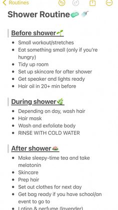 An Everything Shower List, The Best Shower Routine, The Everything Shower Routine, What To Do After A Shower Tips, Perfect Everything Shower Routine, What To Do In The Shower For Fun, What To Do Before Showering, Before And After Shower Routine, Everything Shower Routine In Order