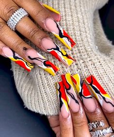 Nails With Red, Pop Art Nails, Sassy Nails, Gel Nail Art Designs, Gothic Nails, Drip Nails, Stylish Nails Designs, Colorful Nails, Stiletto Nails Designs