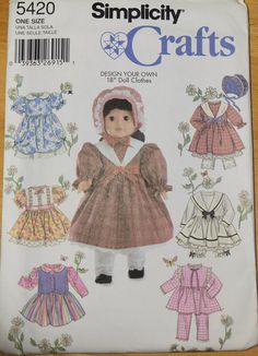 the sewing pattern for this doll's dress and bonnet is very easy to sew