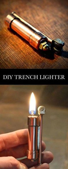 a lighter that has been turned into a lighter with the words diy trench lighter on it