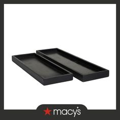 two black trays sitting next to each other on top of a white background with the words macy's