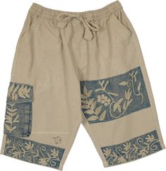 Invest in a sustainable and unique piece for your wardrobe with this artistic hippie handmade embroidered fern half pants. Made with beige canvas cotton, these shorts feature intricate green fern embroidery on different parts, like a big box pocket, that add a touch of nature-inspired charm. #tlb #bohemianfashion #Handmade #hippieshorts Embroidered Fern, Fern Embroidery, Hippie Shorts, Half Pants, Hippie Look, Beige Shorts, Shorts Cotton, Bohemian Handmade, Trendy Skirts