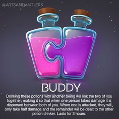 a purple and blue puzzle piece with the words buddy on it, in front of a black background