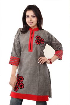 Women's cotton tunic top. Hand Embroidered Dress. Fashion Dress. Mexican Embroidered Cotton Dress Kurti/Shirt/Top/ Blouse/ Boho clothes Tunic Made From Linen Fabric It is a Mandarin collar neck and 3/4 sleeve it is intricately crafted with Embroidered Work length: Knee-length Machine Washable. Linen dress for women is made from 100% linen to comfort your lifestyle. This linen dress is a perfect fit for holidays, relaxation, and a rich look. The product is made with pre-washed fabric for more sof Casual Kurtis, Womens Tunic Dress, Cotton Tunic Dress, Cotton Tunic Tops, Linen Tunic Dress, Linen Tunic Tops, Tunic Designs, Linen Dress Women, Tunic Tops Casual