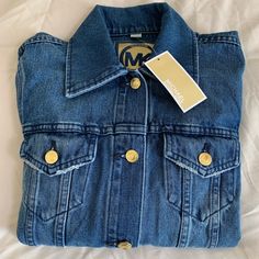 Brand New With Tag Michael Kors Denim Jacket In Blue Size: S Casual Michael Kors Outerwear With Pockets, Michael Kors Casual Spring Outerwear, Fitted Michael Kors Casual Outerwear, Blazer Women, Jean Jackets, Blazers For Women, Jean Coat, Jean Jacket, Denim Jacket