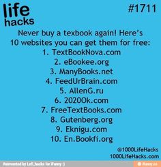 a blue background with text that says,'never buy a textbook again here's 10 website you can get them for free