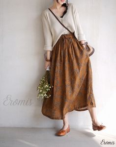 A Line Skirt Outfits, Midi Skirt Outfit, Floral Type, Cotton Midi Skirt, Women Skirts, Printed Midi Skirt, Vintage Women, Cotton Skirt