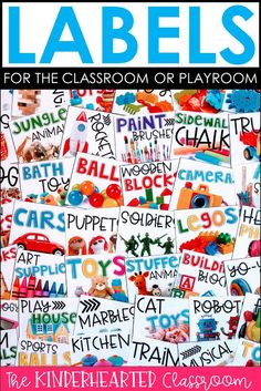 a poster with the words labels for classroom or playroom