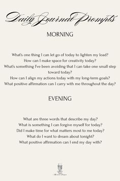 a poem written in black and white with the words morning