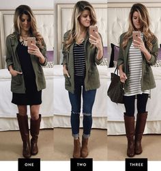 I Need a utility coat like this Casual Chic Fall Outfits, Green Jacket Outfit, Casual Chic Fall, Olive Jacket, Striped Shirts, Dress Jeans, Chic Fall Outfits, Army Jacket