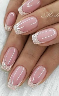 Wedding Nails Bridesmaid, Elegant Touch Nails, Bridesmaids Nails, Nails Bridesmaid, Nails For Bride, Wedding Nails Glitter, Manicure Nail Designs, French Manicure Nails, Fancy Nails Designs