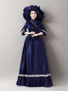 Navy Blue Majesty Medieval Dress with Regal Elegance – Golden Lace Baroque Ball Gown Plus Size - WonderlandByLilian Blue Baroque Vintage Dress, Vintage Blue Baroque Dress, Blue Vintage Baroque Dress, Blue Baroque Dress With Historical Design, Blue Vintage Victorian Dress With Baroque Style, Blue Vintage Victorian Dress In Baroque Style, Blue Baroque Victorian Dress, Blue Regency Style Victorian Dress, Elegant Ball Gown For Theater