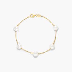 14K Yellow Gold Freshwater Cultured Pearl Station Bracelet-8520340y14 Luxurious Bracelet, Multiple Bracelets, Station Bracelet, Chic Bracelet, Fine Jewelry Bracelets, Yellow Gold Chain, Classic Chic, Pearl Bracelet, Chain Lengths