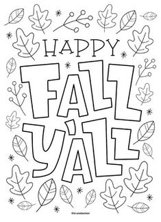 happy fall y'all coloring page