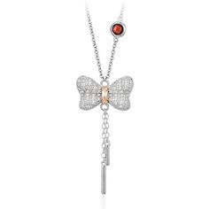 SNOW WHITE BOW DIAMOND LARIAT PENDANT-Howard's Diamond Center-Howard's Diamond Center Luxury Silver Jewelry With Bow Detail, Luxury Silver Jewelry With Bow, Formal Rose Gold Bow Jewelry, Formal Rose Gold Jewelry With Bow, Disney Princess Jewelry, Enchanted Disney, Enchanted Disney Fine Jewelry, Disney Fine Jewelry, Princess Jewelry