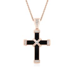 Our Black Enamel Cross Pendant is the perfect gift of faith for any holy occasion for your friends, family, or yourself. Crafted in 18K rose gold, this cross pendant features a striking black enamel coating with diamond embellished rectangular edges coming together seamlessly with a rose gold crisscross ribbon at the center. 
0.17 carat
18k rose gold
﻿We offer a Free virtual Consultation from the comfort of your home so you can personally get to know us, and in which we will give you the to Virtual Consultation, Enamel Cross, Hrithik Roshan, Cross Jewelry, A Rose, Black Enamel, 18k Rose Gold, Diamond Pendant, Cross Pendant