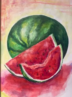 a watermelon is shown in this painting