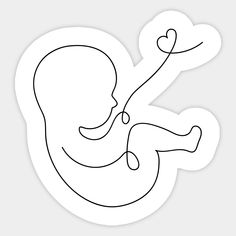 a sticker with the outline of a baby's stomach and heart on it