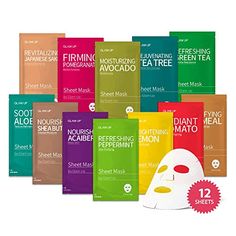 GLAM UP Premium Facial Sheet Mask 12 Combo (Pack of 12) | Face Masks Skincare, Hydrating Face Masks, Moisturizing, Brightening and Soothing, Beauty Mask For All Skin Type Variety Beauty Mask Set Brand: GLAM UP Features: ACTIVE INGREDIENTS - Face Masks Skincare with the most natural ingredients like Shea Butter, Aloe, Tea Tree, Peppermint, Green Tea, Lemon and many more beneficial ingredients. From acne to dryness, this combo is perfect for every skin concern. SKINCARE ESSENTIALS - Brightening, Hydrating, Calming and Moisturizing facial sheet masks. An assortment of treatments curated to enhance the natural glow of all skin types. NOT TESTED ON ANIMALS - Bye, cruelly tested on animals! Leaping Bunny certified, theses sheet masks are Cruelty Free. REASONABLE PRICE - Enjoy12 high quality skin Masks Skincare, Korean Sheet Mask, Korean Face Mask, Korean Face, Facial Sheet Mask, Sheet Masks, Beauty Mask, Dewy Skin, Clean Face