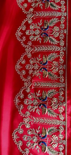 Peta Work Embroidery Blouse, Gota Patti Work Blouse Design, Gota Patti Work Embroidery, Pitta Work Embroidery Blouse, Gotapatti Work Blouses, Kurti Hand Work Design, Hand Embroidery Designs For Suits, Hand Work Embroidery Suits, Cut Work Blouse Designs