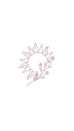 a drawing of a sun with flowers on it