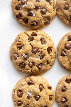 chocolate chip cookies with sea salt on top