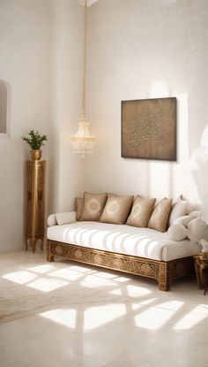 a living room filled with furniture and a chandelier