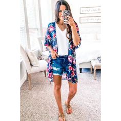 Frankie Floral Kimono - BFF Here Warm Weather Outfits, Style Blogger, Wardrobe Style, Casual Fall Outfits, Spring Summer Outfits, Long Sleeve Cardigan, Floral Fabric