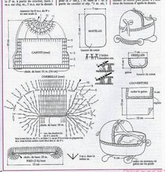 the diagram shows how to make a crochet hat