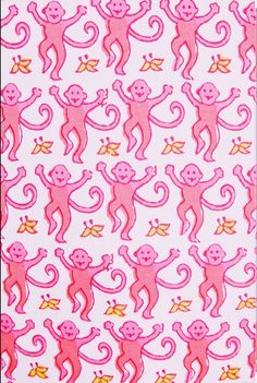 pink and red monkeys on white background