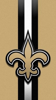 the new orleans saints logo on a black and white striped background