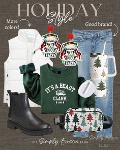 Christmas Tshirt Outfit Ideas For Women, Casual Christmas Outfits, Christmas Fashion Outfits, Holiday Capsule Wardrobe, Xmas Outfits, Dressy Outfit, Dressy Casual Outfits