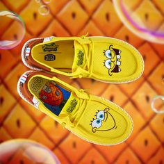 HEYDUDE | Women's Casual | Wendy Funk Spongebob - Brown/yellow | Size 7 - Who lives in a pineapple right at your feet? These new kicks. Featuring SpongeBob’s big, goofy grin right on the front, classic tie embroidered by the heel, and comfy mesh that lets your feet live the easy breezy life. Easy on and off, they're perfect for fry cooks, jellyfishing enthusiasts, and anyone who wants to add a splash of fun to their step. Shoe Specs: Mesh top Elastic laces Lightweight outsole Flexible outsole ​ Heydude Shoes, School Uniform Shoes, School Uniform Kids, Affordable Shoes, Mens Casual Dress, Easy Breezy, Elastic Laces, Green Shoes, Boots And Sneakers