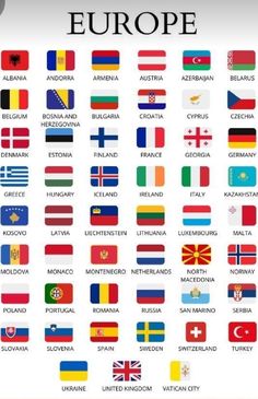 the flags of europe are shown in this poster