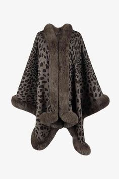 Large Leopard Plush Faux Fur Heavy Cardigan Oversized Sweater Poncho Jacket This upgraded cozy open front cape poncho is a timeless wardrobe staple.Effortless pairing with your favorite tops and dresses that adds a special touch every outfit is missing.Oversized sleeveless warm cardigan that drapes over the body and arms so elegantly featuring a beautiful animal leaopard patten.Vegan soft faux fur plush trim that accents every hem from top to bottom for a sophisticated classy element.Perfect swe Open Front Poncho, Autumn Outwear, Poncho Jacket, Shawl Sweater, Leopard Sweater, Knitted Cape, Mini Robes, Cape Coat, Maxi Robes