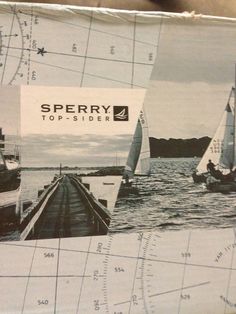 a map with sailboats on it and the words sperry topside written in black