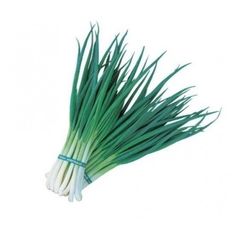 some green and white onions on a white background