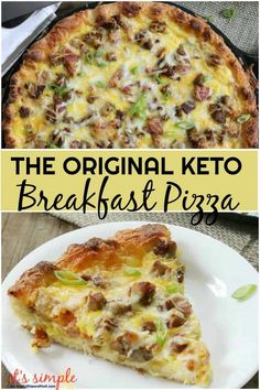 the original keto breakfast pizza is made with sausage, cheese and other toppings