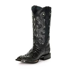 Ferrini Men's Caiman Crocodile Print Cowboy Boots, 4039304090D Western Black Boots With Crocodile Pattern, Black Western Boots With Crocodile Pattern, Fitted Western Boots With Crocodile Pattern, Western Boots With Crocodile Pattern And Round Toe, Caiman Crocodile, Cowhide Print, Western Boots For Men, Crocodile Print, Tractor Supplies