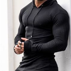 Best Hoodies For Men Lightinthebox, Bodybuilder Fashion, 남성 근육, Color Season, Basic Hoodie, Training Clothes, Fall Clothing, Rocker Style, Black Streetwear