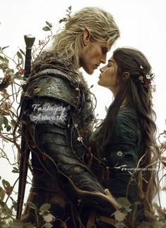 a couple kissing each other in front of some plants and trees with the words game of thrones written on it