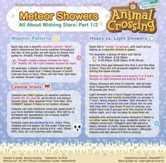 an animal crossing poster with the words,'all about whiming stars part 1 / 2